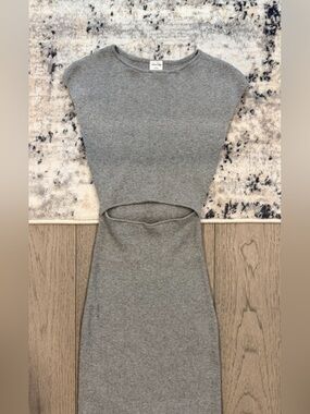 Wilfred Mini Dress in Heather Gray with Keyhole Detail